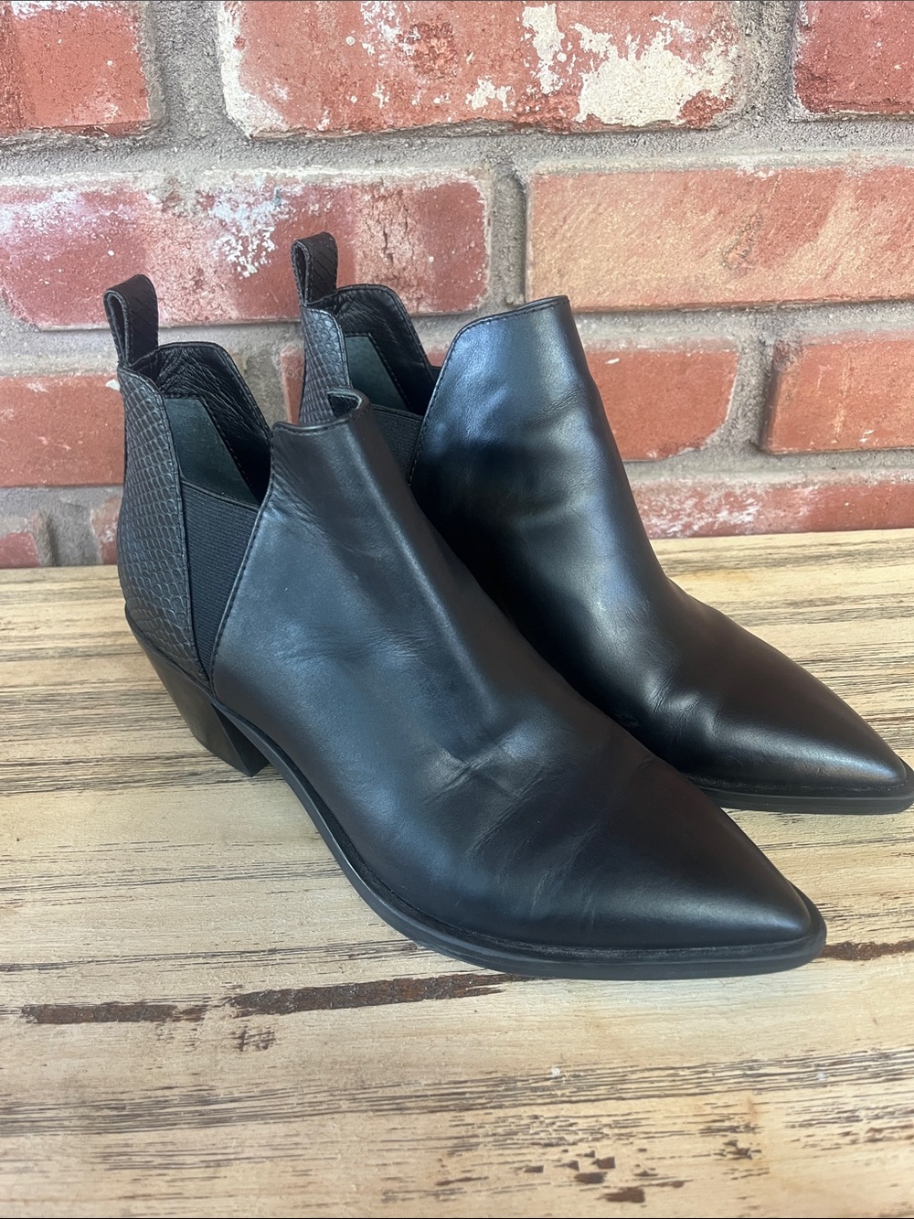 Dolce Vita Black Pointed Leather Ankle Booties